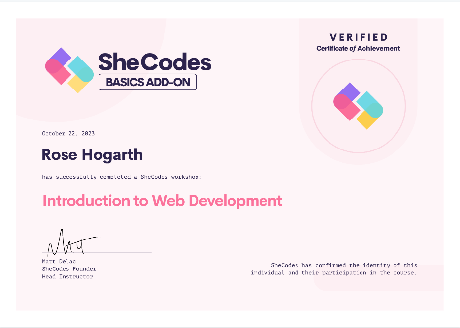 rose-hogarth-certificate-shecodes-introduction-to-web-development